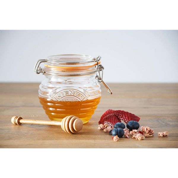 Kilner Honey Pot with Beechwood Dipper, 13.5 Ounce