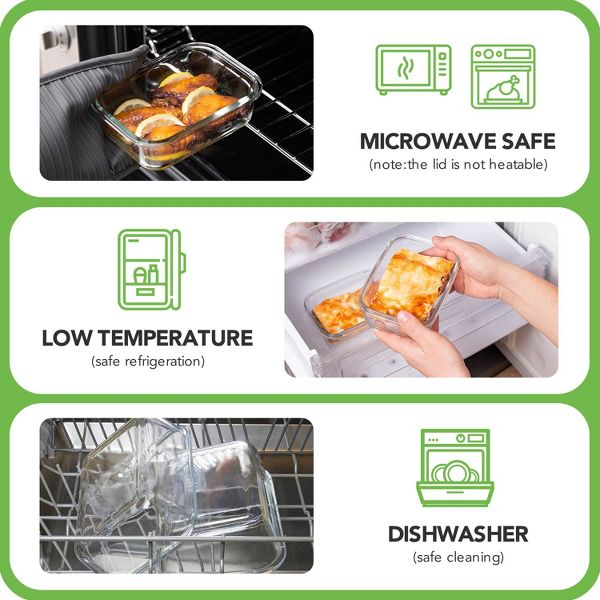 8 Pcs Blue Glass Food Storage Containers