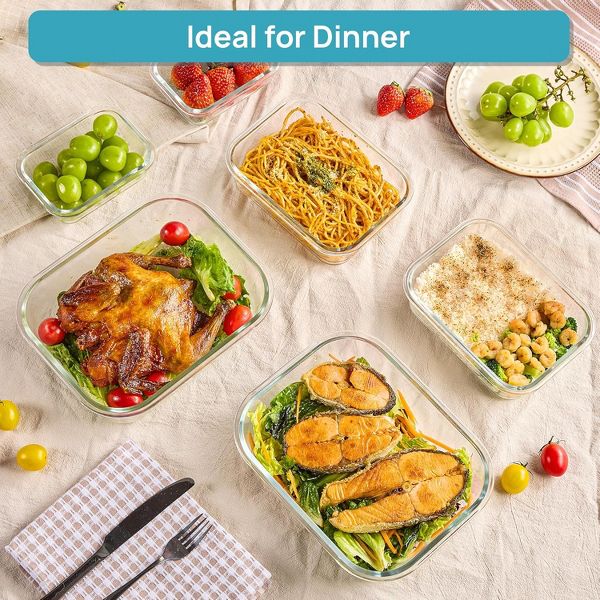 Vtopmart 6 pack 2.26L/76oz Extra Large Glass Food Storage Containers with Lids, for Microwave, Oven, Freezer, Dishwasher