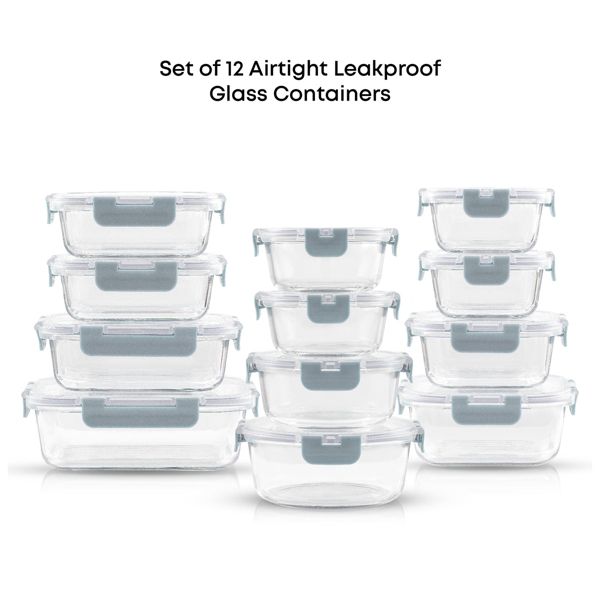12 Glass Storage Containers (Blushy Pink)