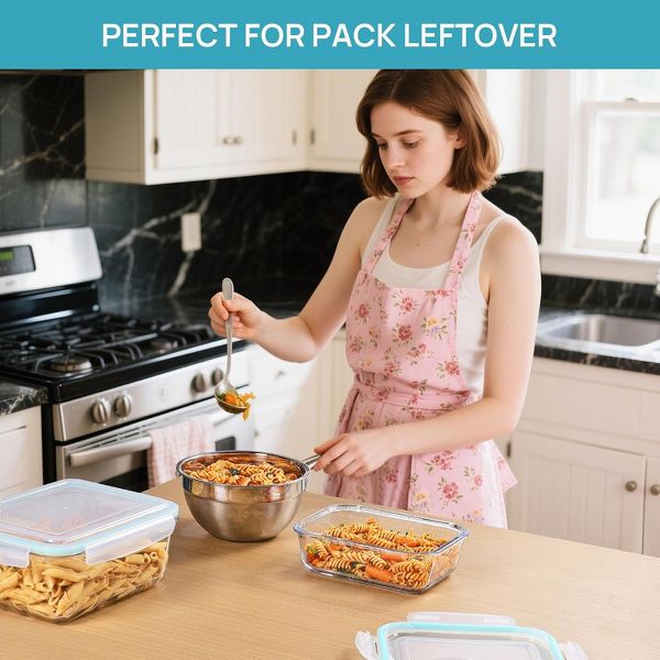 Vtopmart Large Glass Food Storage Containers with Lids, 122oz+50oz, 2 Pack