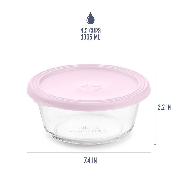Ello Everyday 3pk 4.5c Round Glass Food Storage container Set Garden Harmony
