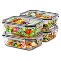 Sorbus 4 Pack 35 oz/1040ml Glass Food Storage Containers with Airtight Leak-Proof Lids