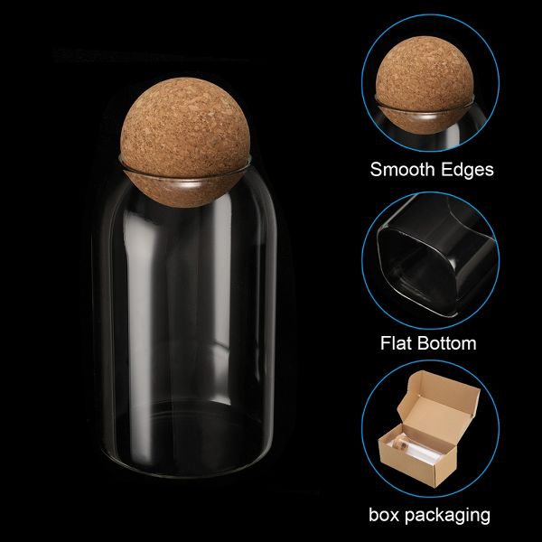 Unique Bargains Kitchen Food Glass Storage Container with Ball Cork 10x9cm
