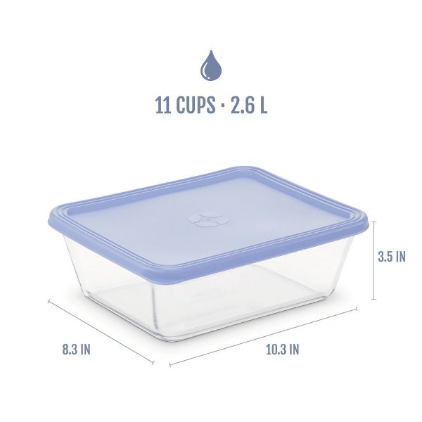 Ello Everyday Glass 11c Open Stock Food Storage Container Plastic Lid, Oven and Dishwasher Safe Periwinkle
