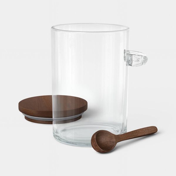 Dark Wood Top Small Canister with Spoon Clear - Threshold™