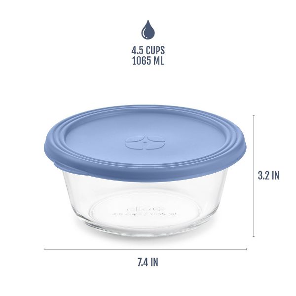 Ello Everyday 4.5c Round Glass Food Storage container Elemental Blue