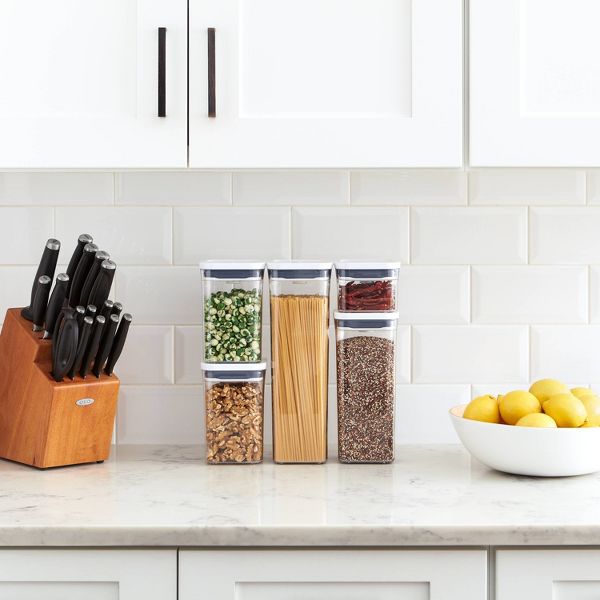 OXO POP 5pc Plastic Airtight Food Storage Container Set White: Kitchen Canisters, Dishwasher-Safe, Lifetime Warranty