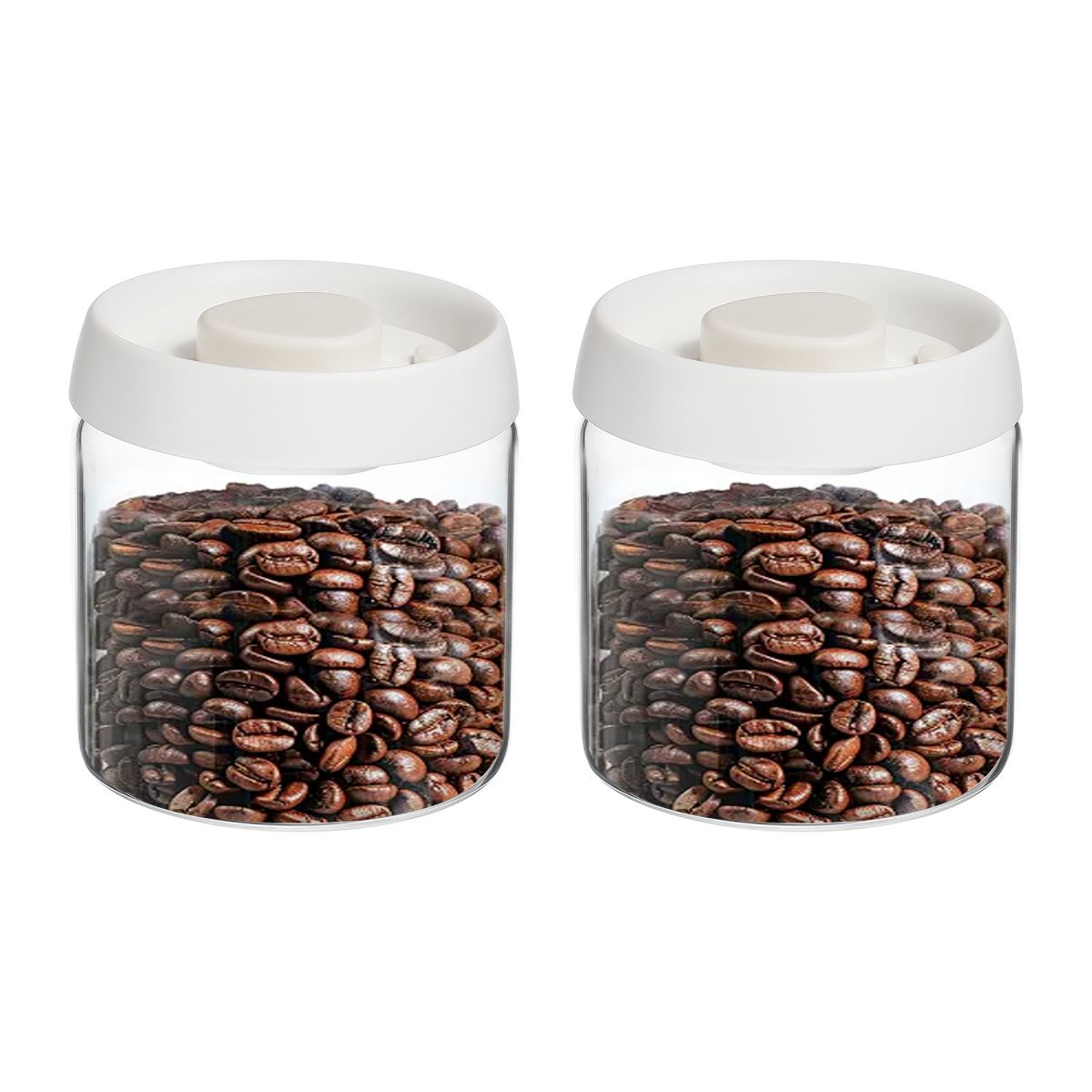 Unique Bargains Glass Airtight Vacuum Seal Coffee Bean Containers 17oz 2 Pcs Black