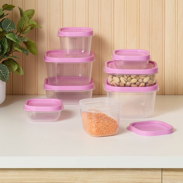 16pc (set of 8) Plastic Food Storage Container Set Blue - Room Essentials™