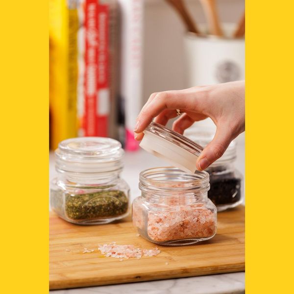 Kilner Square Push Top Storage Jars, Set of 3, 8.5 ounce