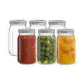 JoyJolt Wide Mason Jars with Airtight Lids, Labels and Measures - 32 oz - Set of 6