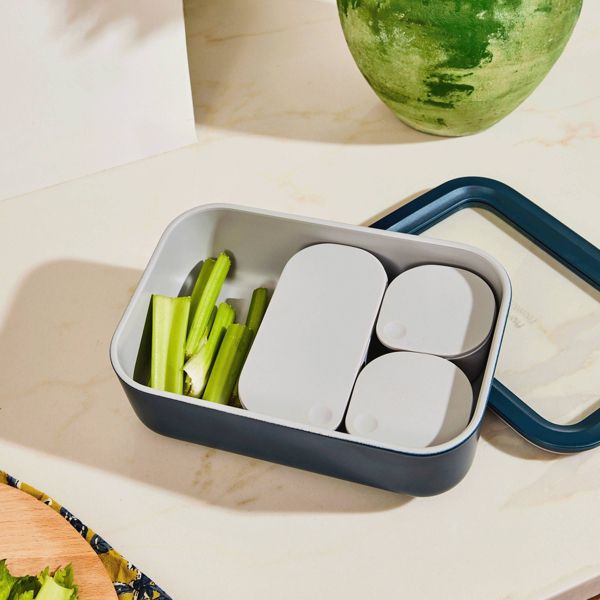 Caraway Home Medium Ceramic Coated Glass Food Storage Container Cream