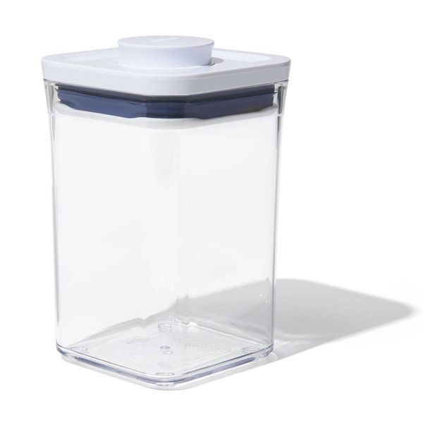 OXO POP 1.1qt Plastic Short Small Square Food Storage Container White: Air Tight Seal, Dishwasher-Safe, Lifetime Warranty