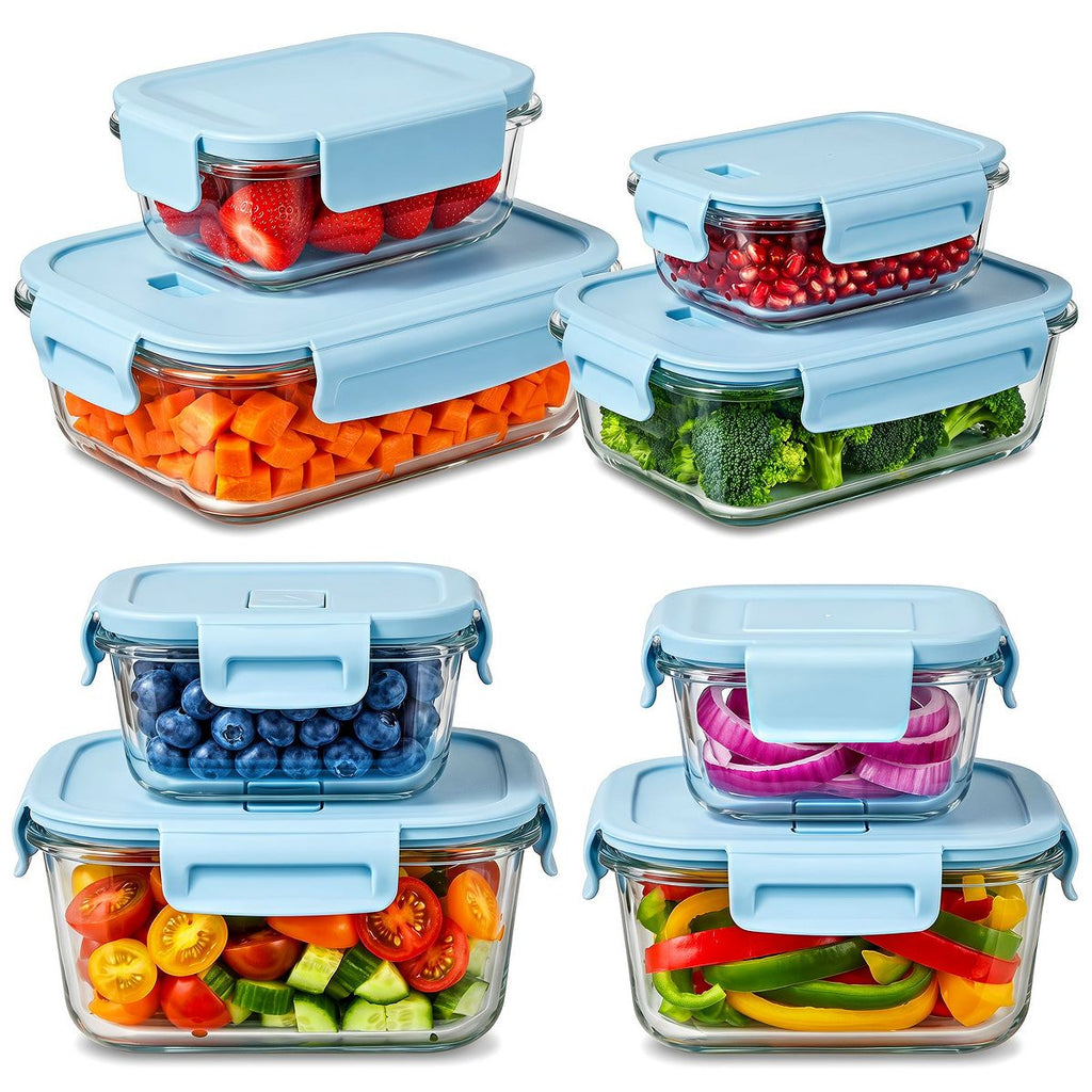 AEELLEEA 8 Pack BPA Free Airtight Glass Meal Prep Containers, Microwave Freezer Dishwasher Safe Office Food Lunch Storage Boxes