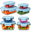 AEELLEEA 8 Pack BPA Free Airtight Glass Meal Prep Containers, Microwave Freezer Dishwasher Safe Office Food Lunch Storage Boxes