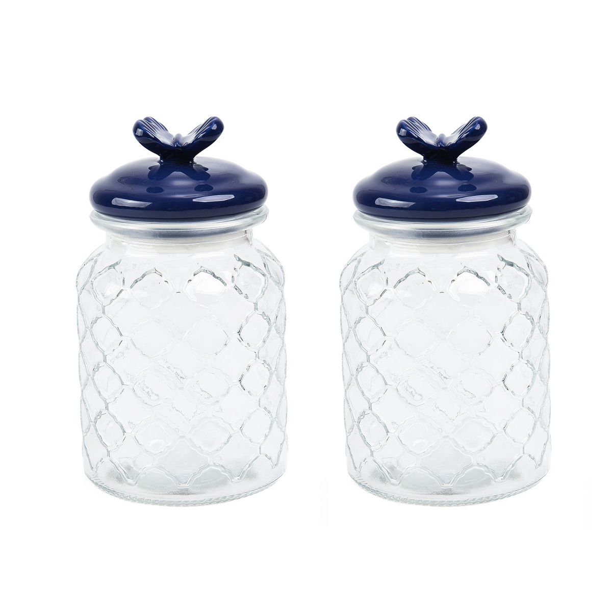 Sharp Chef 4PK Glass Airtight Storage Jar with Hand painted Ceramic Lid, Glass Food Storage Jars, 30 oz / 0.9 L / 4 cups