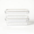 4pc (set of 2) 5.5 Cup Tritan Plastic Rectangle Food Storage Container Set Clear - Figmint™: Stackable Design