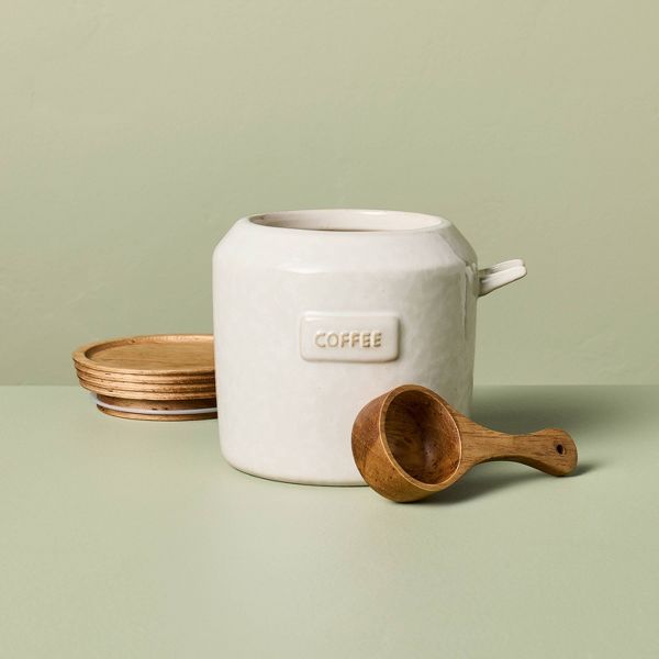 29 fl oz Ceramic Stoneware Core Coffee Storage Canister Sour Cream - Hearth & Hand™ with Magnolia