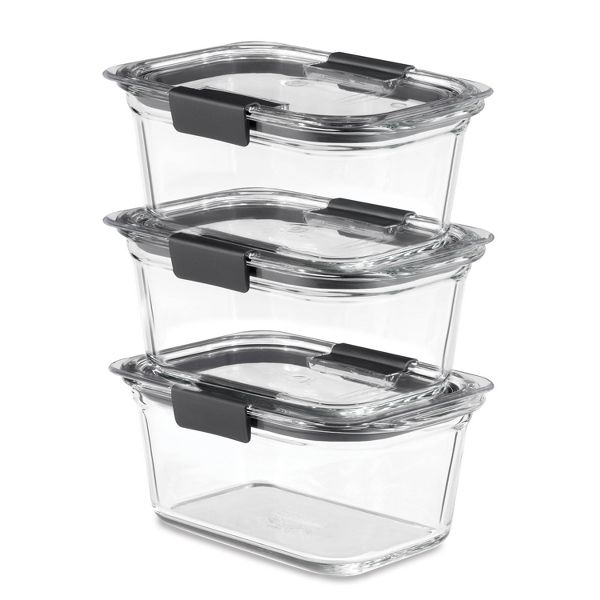 Rubbermaid 6pc Brilliance Glass Food Storage Containers, 4.7 Cup Food Containers with Lids: Oven & Microwave Safe
