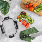 JoyJolt 3-Sectional Divided Food Prep Food Storage Containers with Lids - Set of 5 - Black