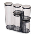 Joseph Joseph Podium 5pc Glass Storage Jar Set with Stand: Borosilicate Glass, Airtight Lids, Stackable
