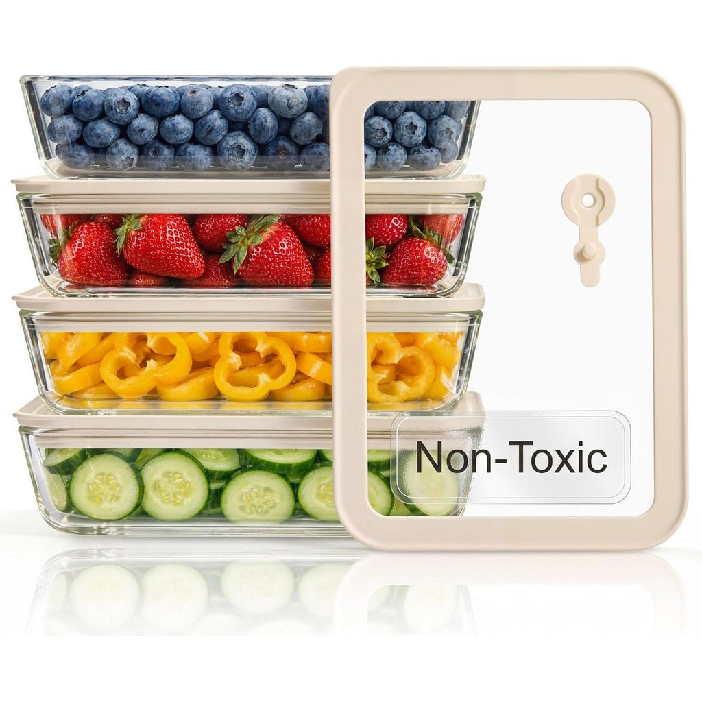 Vase & Vessel Glass Storage Containers, Rectangular, Set of 4, 24 oz