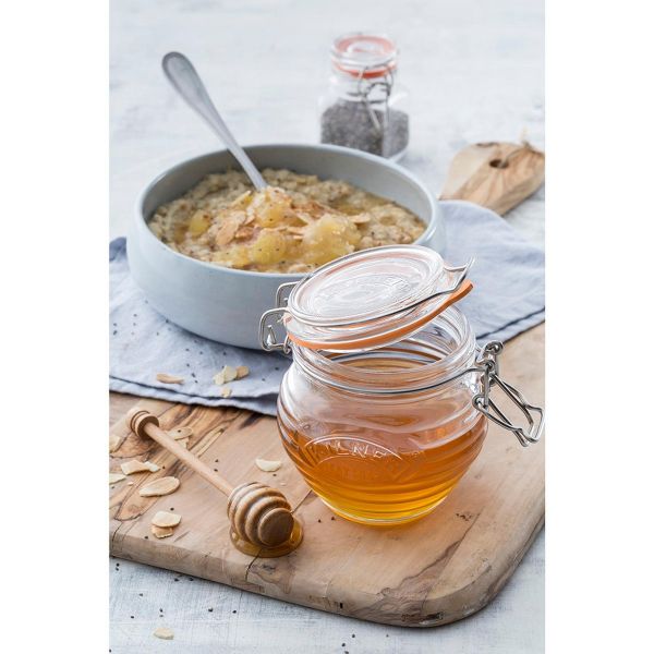 Kilner Honey Pot with Beechwood Dipper, 13.5 Ounce