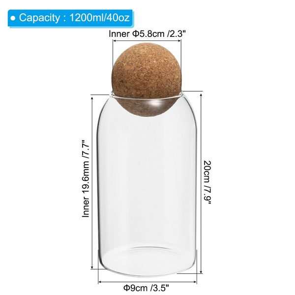 Unique Bargains Kitchen Food Glass Storage Container with Ball Cork 10x9cm
