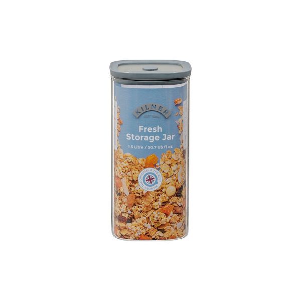 Kilner Fresh Storage Square Jar, Borosilicate Glass Food Container, 118 Ounce