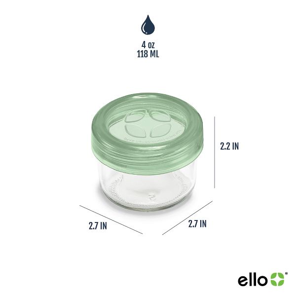 Ello 6pc Glass Condiment Color Lock Food Storage Container Set: Microwave & Oven Safe, Multicolored Lids
