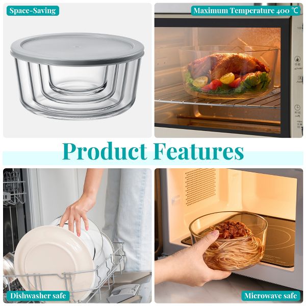 Sorbus 4 Pack Glass Food Storage Containers with Airtight Lids - for Pantry, Meal Prep - Microwave & Freezer Safe