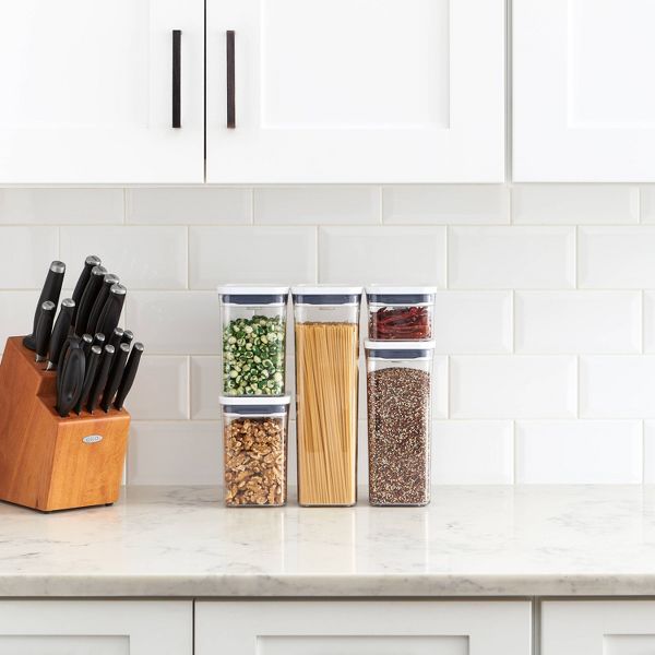 OXO POP 5pc Plastic Airtight Food Storage Container Set White: Kitchen Canisters, Dishwasher-Safe, Lifetime Warranty