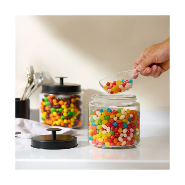 Kook Glass Kitchen & Apothecary Canisters, 1 Gallon, Set of 2, Black