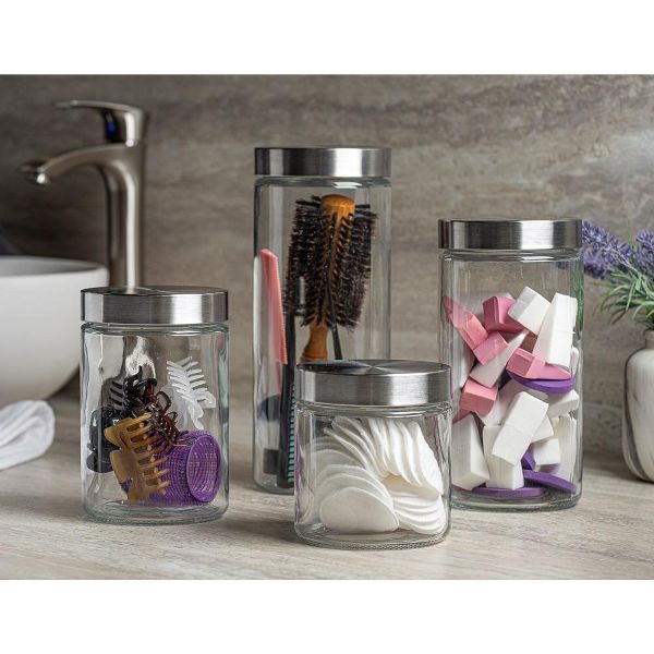 Le'raze 4pc Canister Set with Airtight Lids + Labels & Marker
