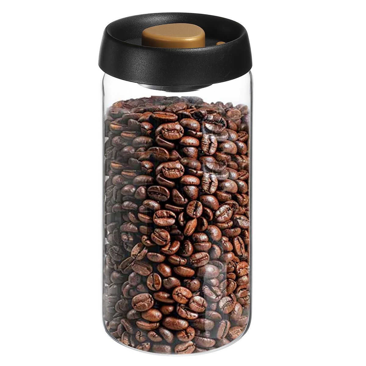 Unique Bargains Glass Airtight Vacuum Seal Coffee Bean Container 40oz Black