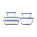 Ello Everyday 10pc Mixed Round Glass Food Storage container Set Elemental Blue