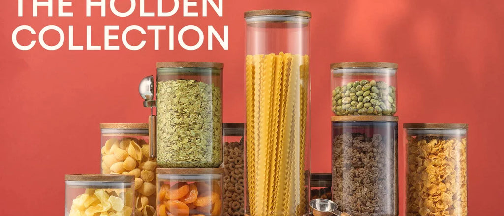 Holden Stackable Glass Storage Canister Set with Wood Lids