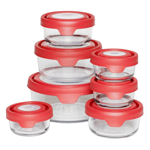 Anchor Hocking 14pc Glass TrueSeal Food Storage Container Set: Clear Glass Containers with Lids, Dishwasher-Safe
