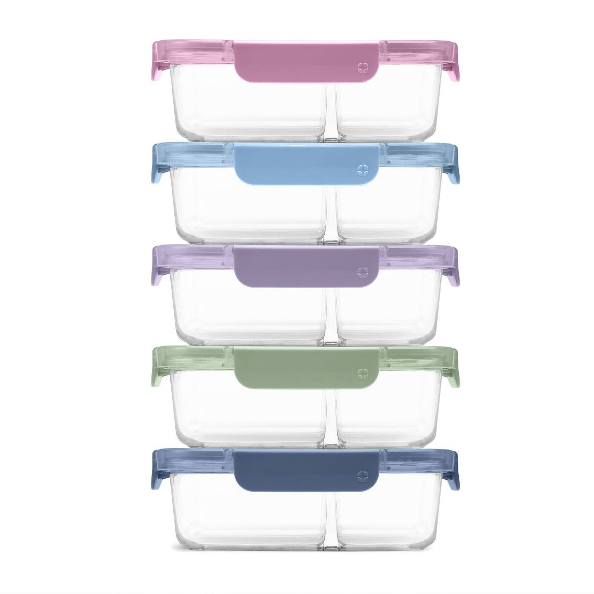 Ello 10pc Color Lock Divided Glass Food Storage Set
