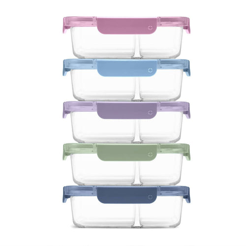 Ello 10pc Color Lock Divided Glass Food Storage Set