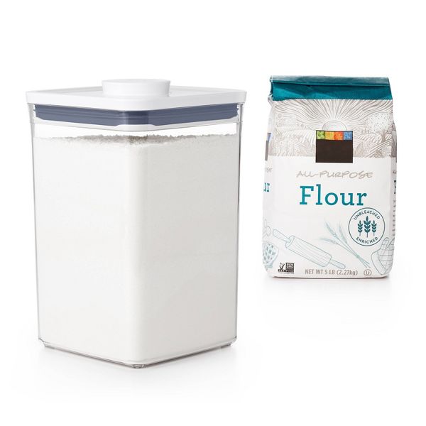 OXO POP 4.4qt Plastic Big Square Airtight Food Storage Container Clear: Dishwasher-Safe, Silicone Lid