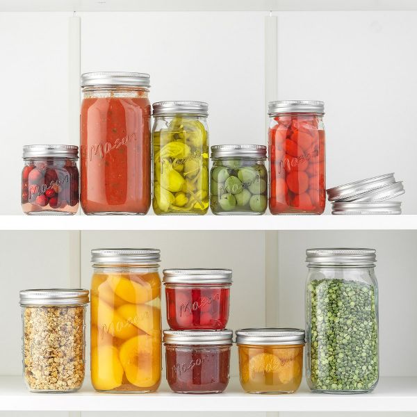 JoyJolt Wide Mason Jars with Airtight Lids, Labels and Measures - 32 oz - Set of 6