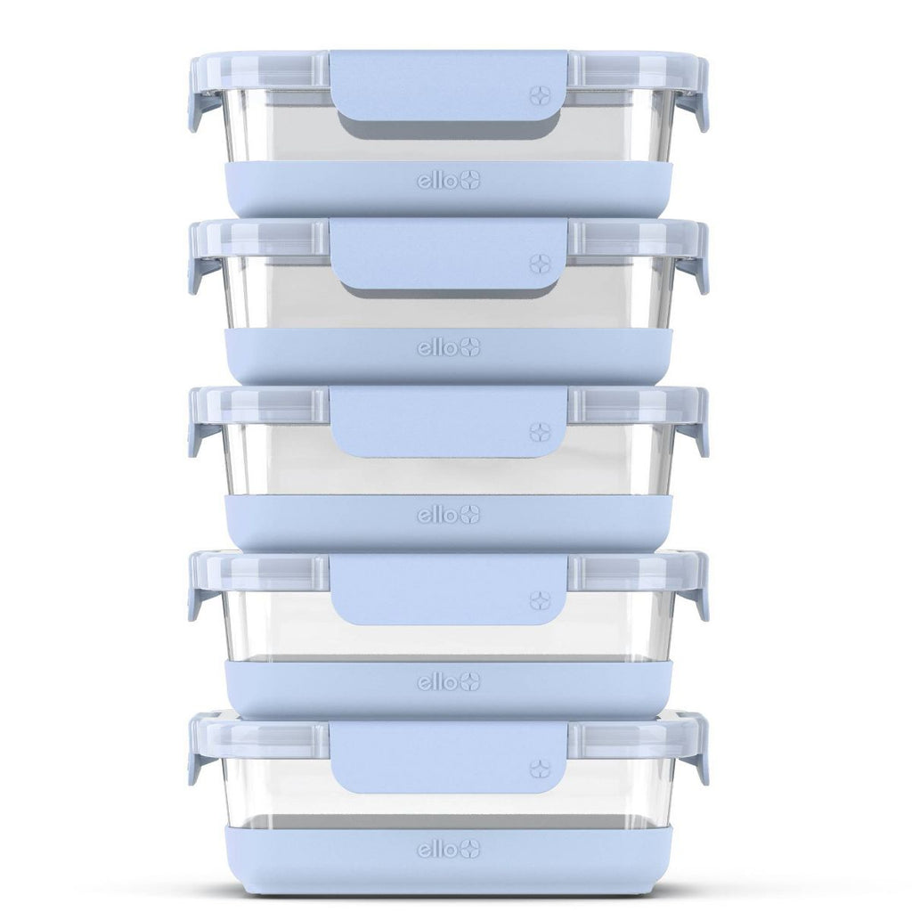 Ello 10pc Glass Meal Prep Food Storage Container Set Blue