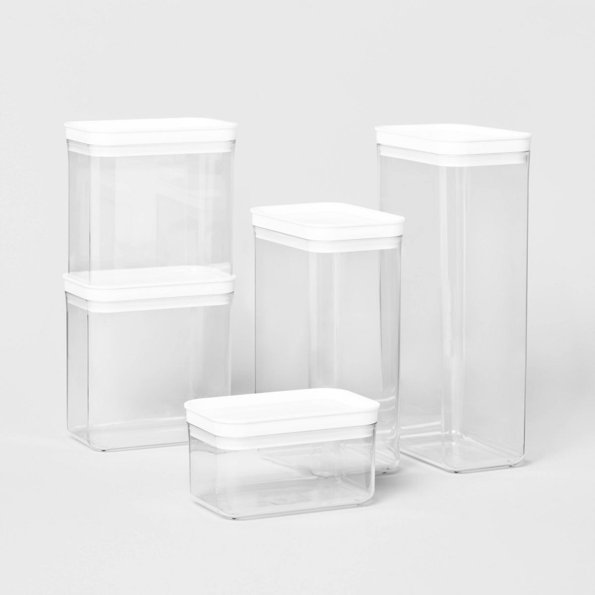 5pc Airtight Canister Set White - Brightroom™: Food Storage Containers, Stackable, Plastic, Kitchen Organization