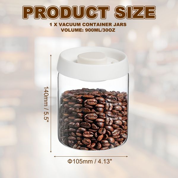Unique Bargains Glass Airtight Vacuum Seal Coffee Bean Container 30oz Black