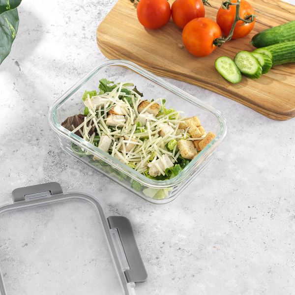 JoyJolt Glass Food Storage Containers with Airtight Lids - Set of 5 - Black