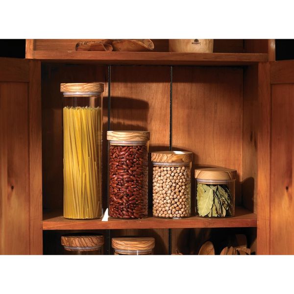 Berard Glass Storage Jar With Olive Wood Lid, 13.5-ounce