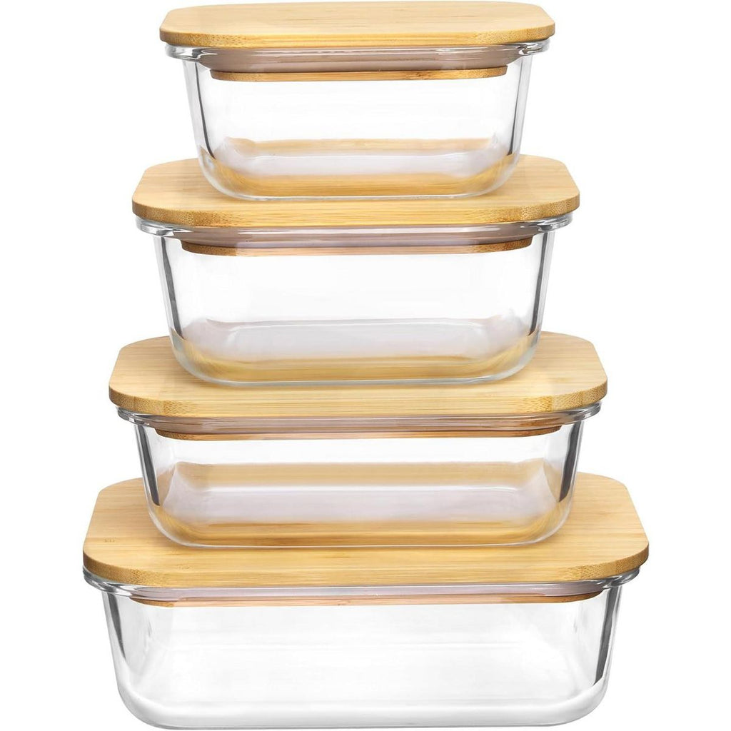 Vtopmart 4 Pack Glass Food Storage Containers with Bamboo Lids, for Microwave, Oven, Freezer and Dishwasher, BPA Free