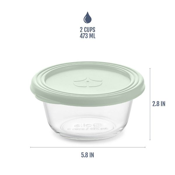 Ello Everyday 3pk 2c Round Glass Food Storage container Set Elemental Blue